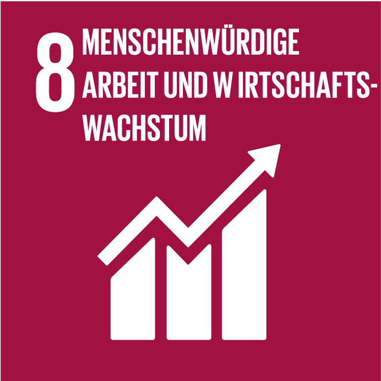 Symbol: SDG Ziel 8 - Menschenwürdige Arbeit